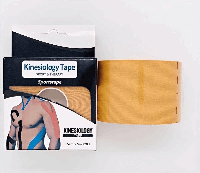 Sportstape Kinesiology Tape – Sport & Therapy | 5cm x 5m Roll | Skin-Friendly Breathable Latex-Free Elastic Water-Resistant | ISO 13485 CE Certified | Blue Red Beige