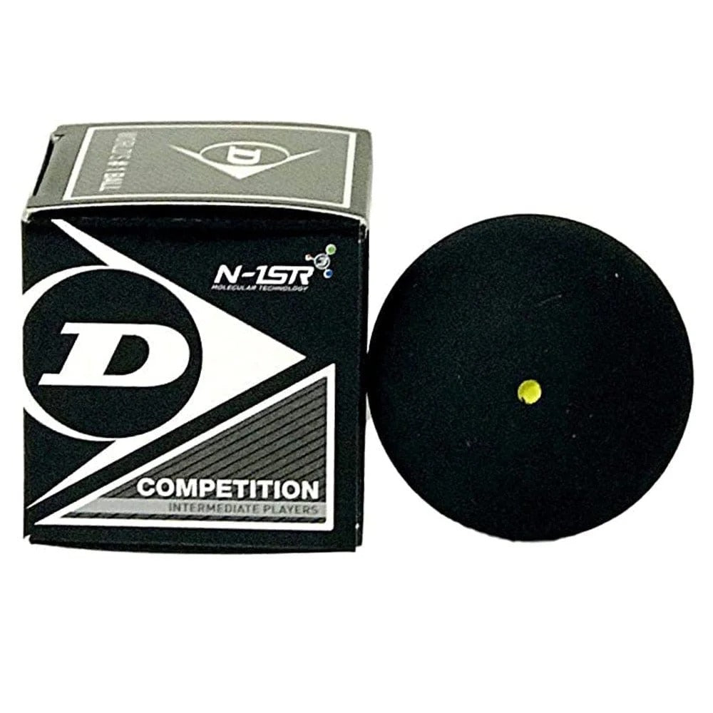 Dunlop Competition Squash Ball Single Yellow Dot Intermediate Players