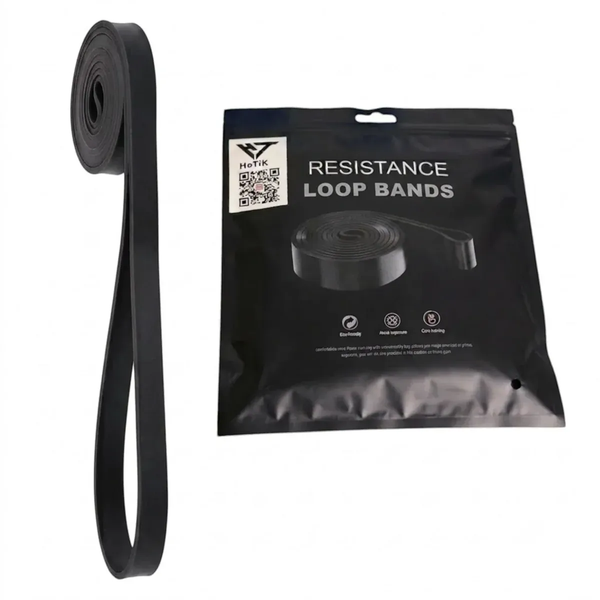 HoTiK Resistance Loop Band Heavy Duty Pull Up Black 4.5x22mm