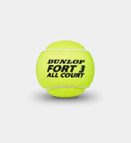 Dunlop Fort All Court tennis ball single yellow-green felt ball showing Fort 3 All Court branding - close-up
