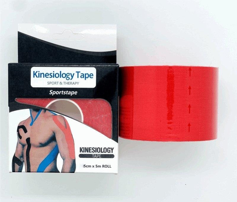 Sportstape Kinesiology Tape – Sport & Therapy | 5cm x 5m Roll | Skin-Friendly Breathable Latex-Free Elastic Water-Resistant | ISO 13485 CE Certified | Blue Red Beige