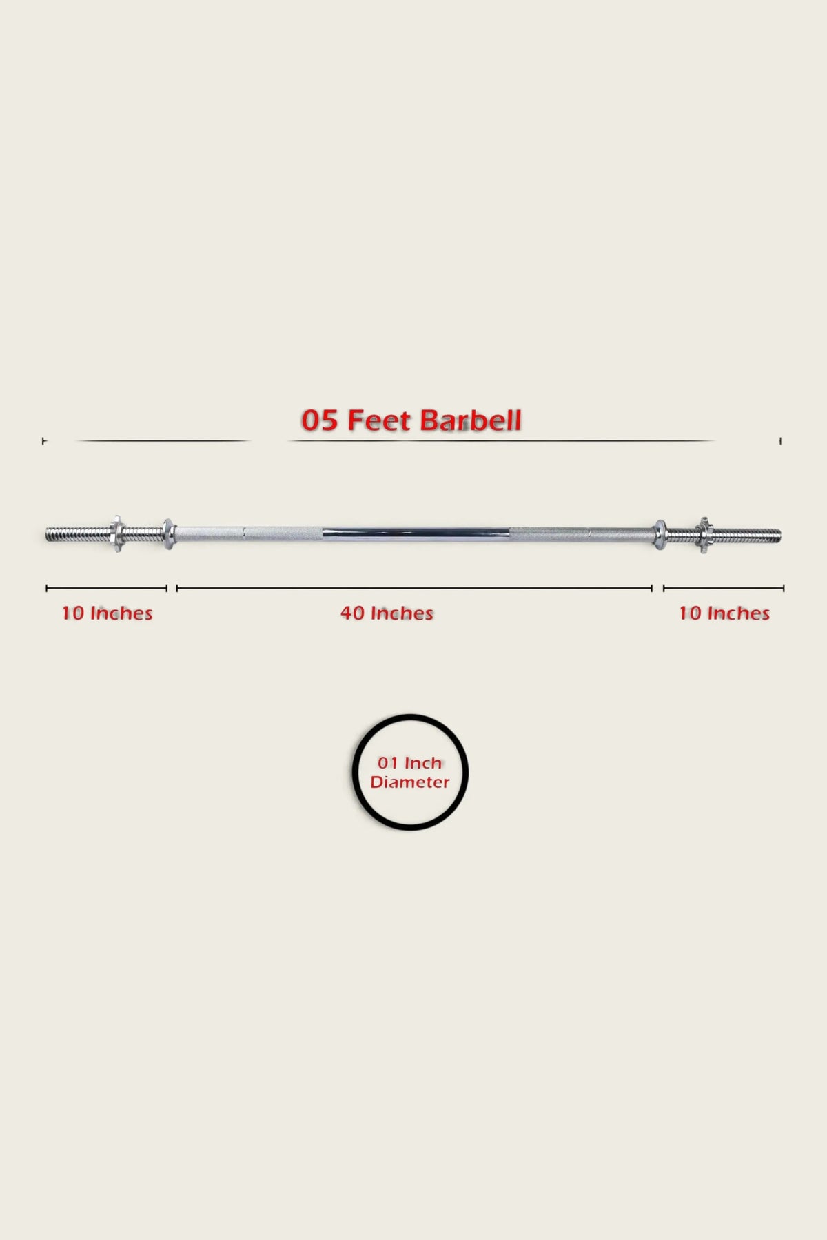 Weight Lifting Barbell Standard 5 Feet 1-Inch Diameter