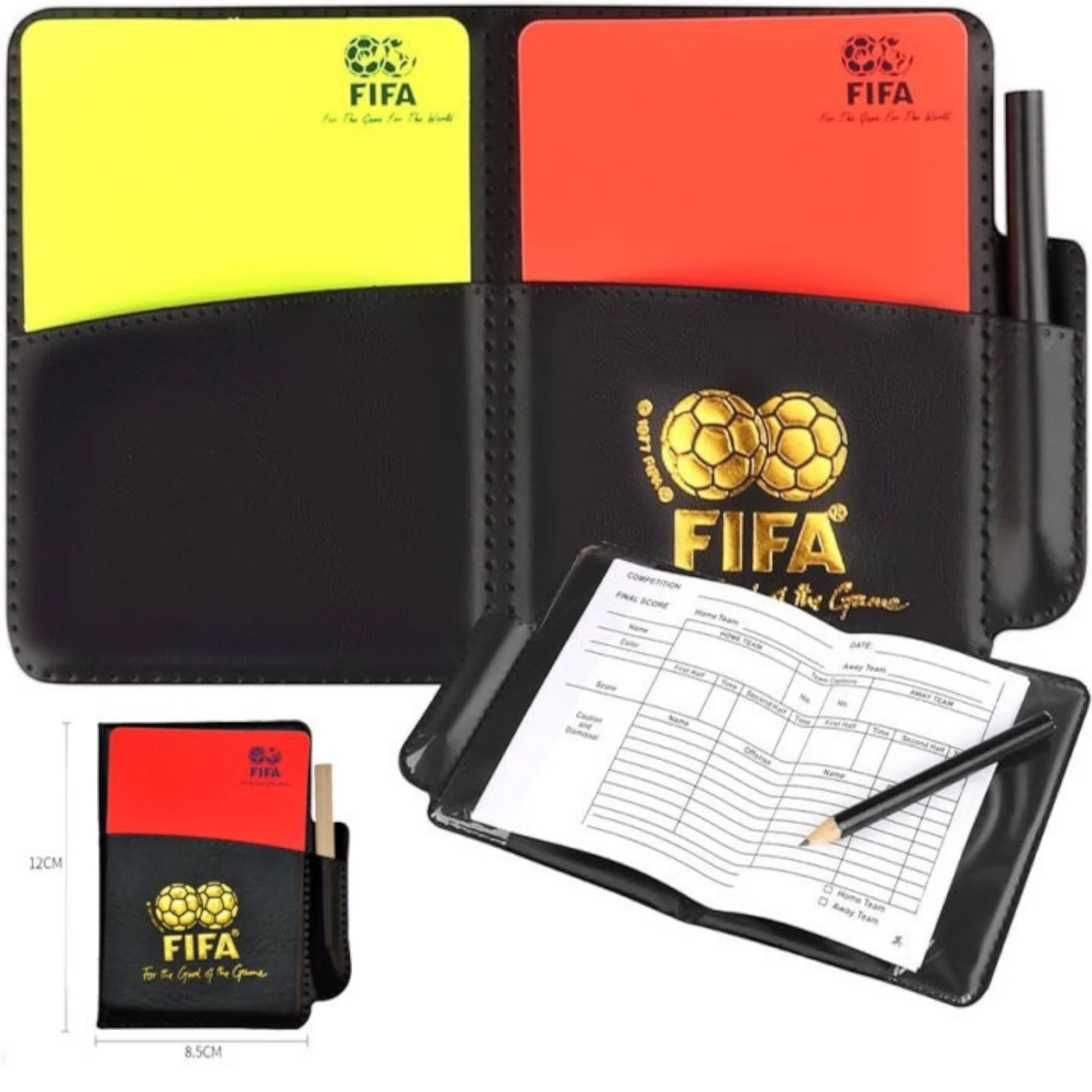 FIFA Referee Set – Red & Yellow Card Wallet with Match Scoresheet & Pencil | Official Style