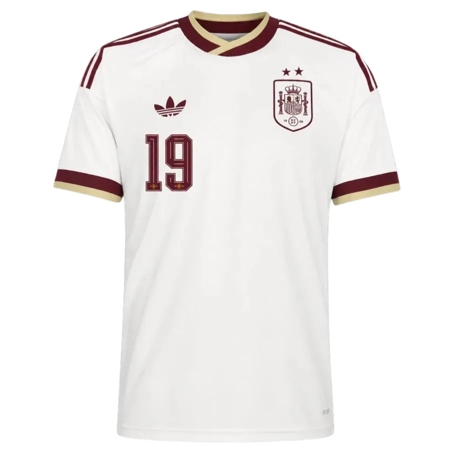 Spain Away Football Shirt 2026 – Champions Edition | Adidas Originals | Off-White | RFEF Crest | 2 Stars | No.19 | Fan Kit
