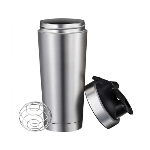 Stainless Steel Insulated Shaker Bottle – Wire Blender Ball & Flip-Lock Spout | Gym Fitness