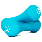 LiveUp LS2002 Bone-Shaped Neoprene Dumbbells (3kg Pair, Light Blue)
