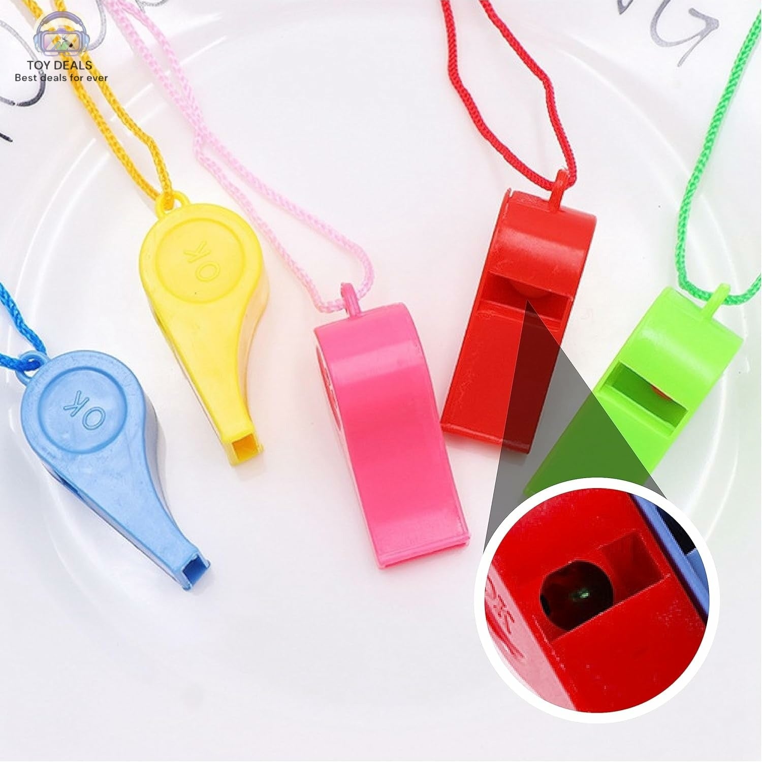 Plastic Sports Whistles with Lanyard 1Pcs – 5 Colors | Kids, Students & Coaches | Football Training | Pack of 10