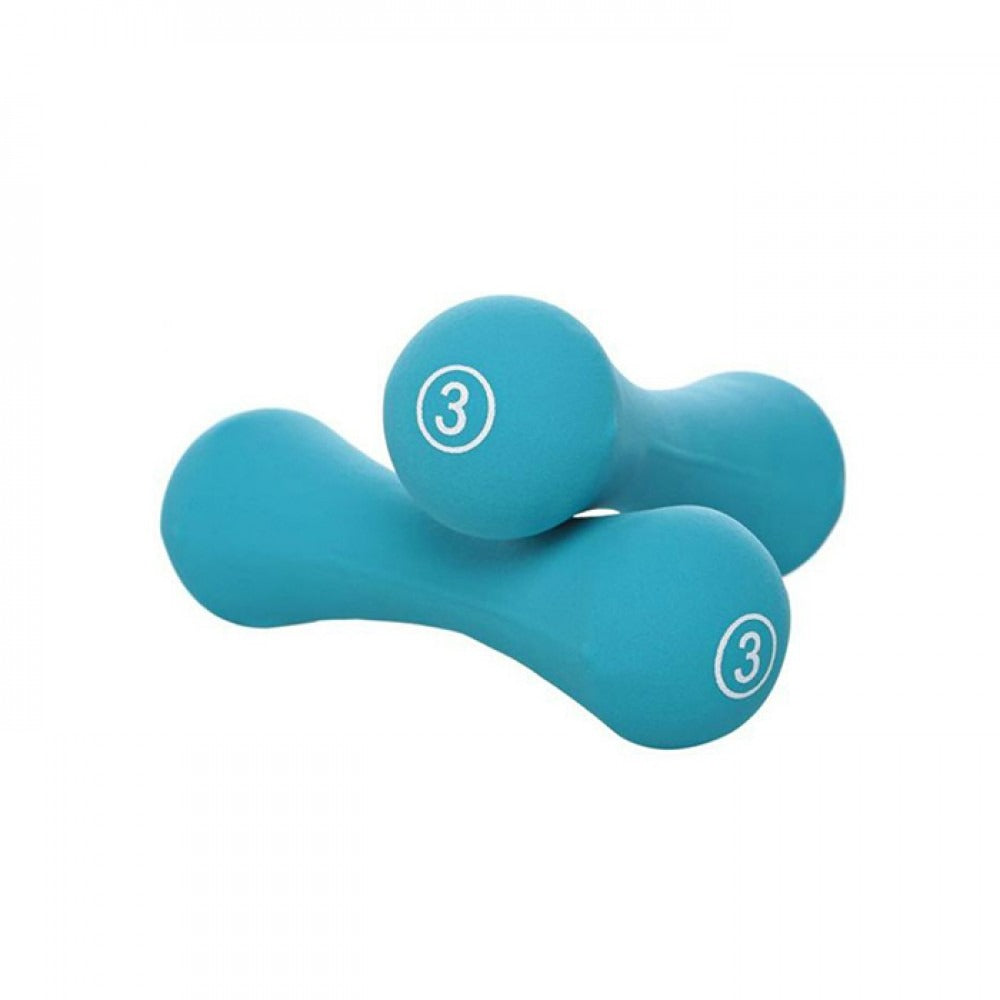 LiveUp LS2002 Bone-Shaped Neoprene Dumbbells (3kg Pair, Light Blue)