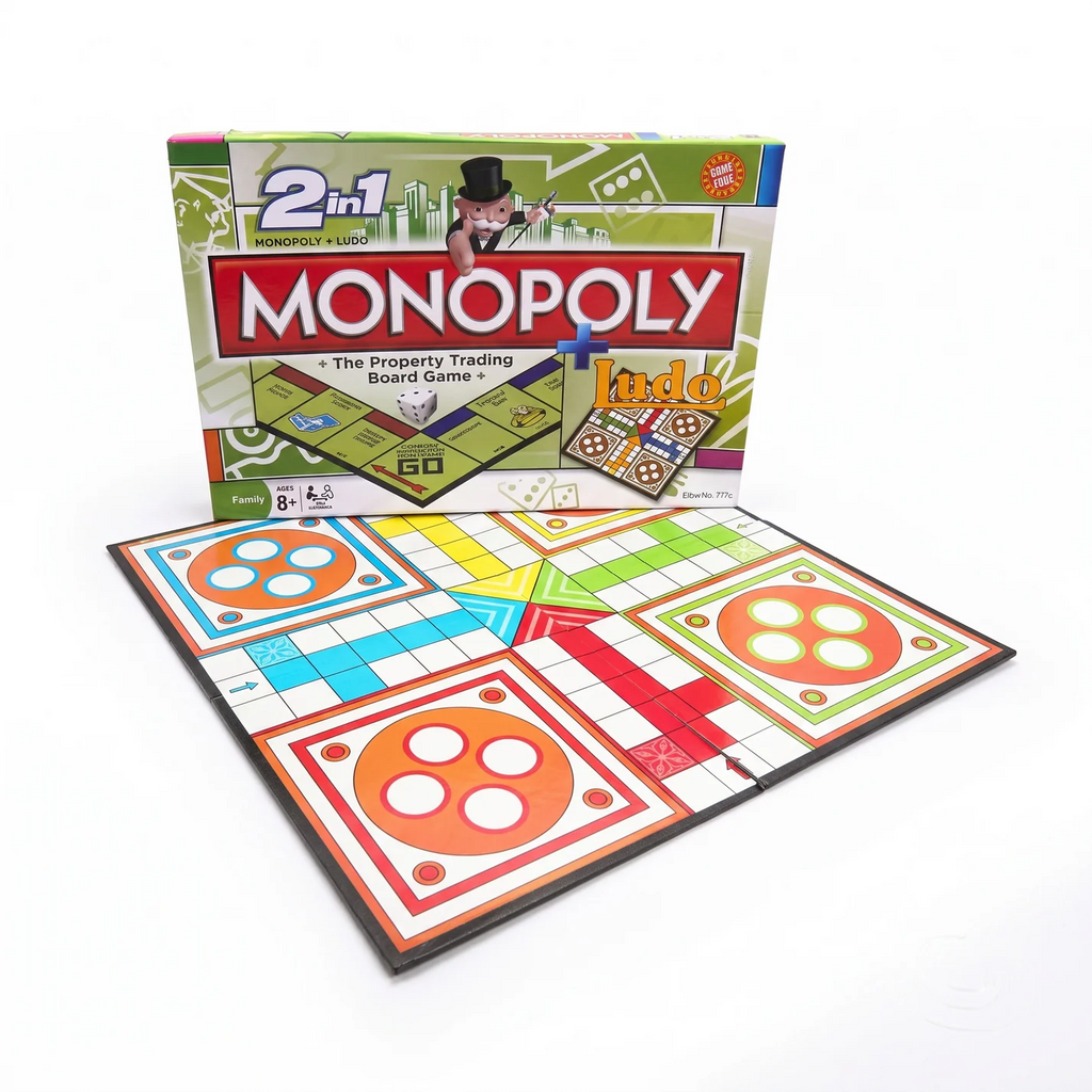 2-in-1 Monopoly + Ludo Board Game