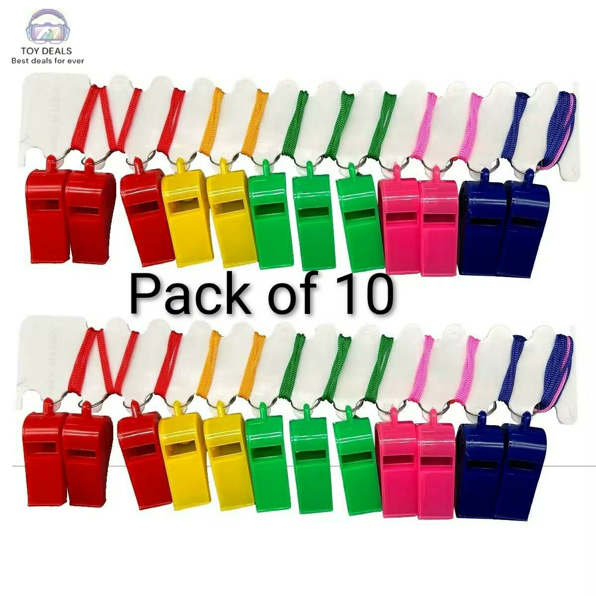 Plastic Sports Whistles with Lanyard 1Pcs – 5 Colors | Kids, Students & Coaches | Football Training | Pack of 10