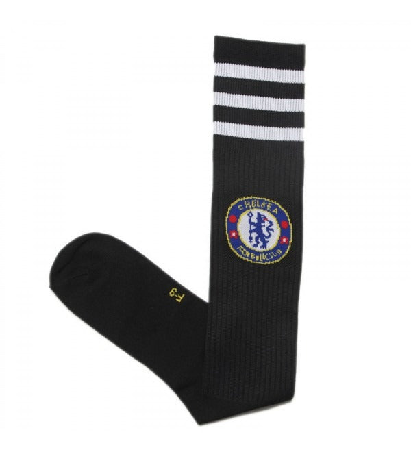 Chelsea FC Football Socks – Knee High | Black & White Stripes | Club Crest | Football Fan Kit