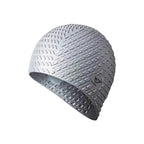 HoTik silver silicone bubble swimming cap with textured diamond pattern