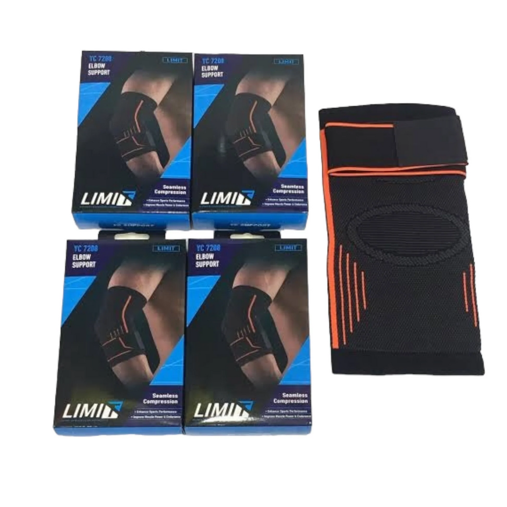 Limit Elbow Support YC 7208 – Seamless Compression Sleeve | Dual Padded Grip Zones | Adjustable Velcro Strap | Enhance Sports Performance | Improve Muscle Power & Endurance | Free Size