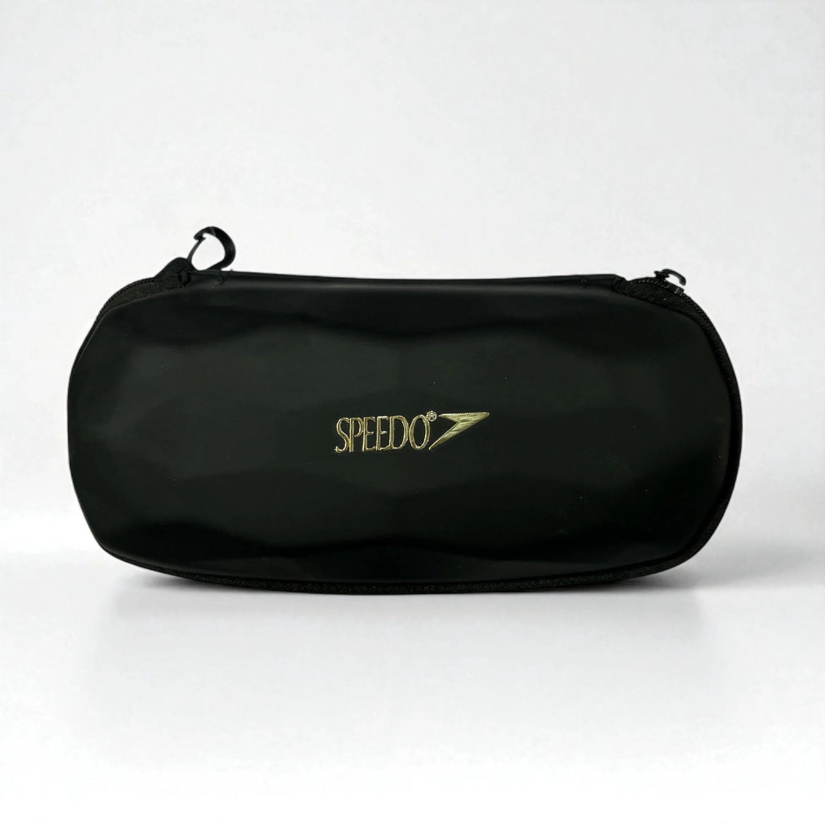 Speedo black hard EVA case with gold Speedo logo - premium goggle storage case