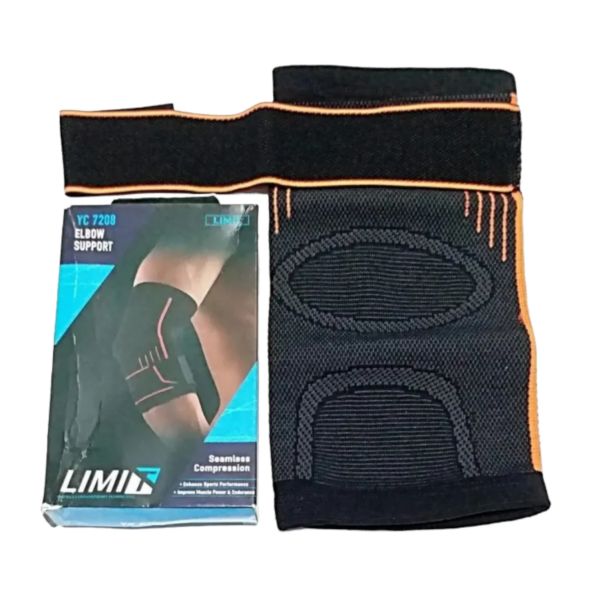 Limit Elbow Support YC 7208 – Seamless Compression Sleeve | Dual Padded Grip Zones | Adjustable Velcro Strap | Enhance Sports Performance | Improve Muscle Power & Endurance | Free Size