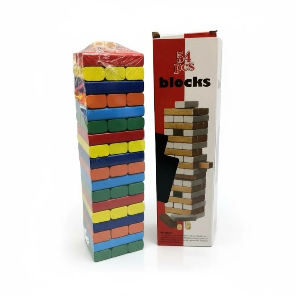 Colorful Wooden Blocks Stacking Game – 54 Pieces