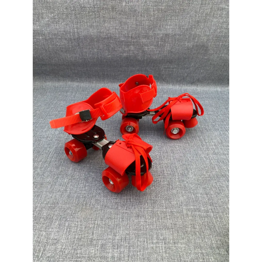 Blue Ocean kids quad roller skates pair showing lace and velcro closure with 4 solid wheels