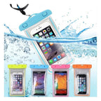Waterproof mobile pouch blue with neck lanyard in water splash - available in green blue pink orange colors