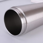 Stainless Steel Insulated Shaker Bottle wide mouth opening close-up showing brushed stainless steel interior and threaded rim - top view