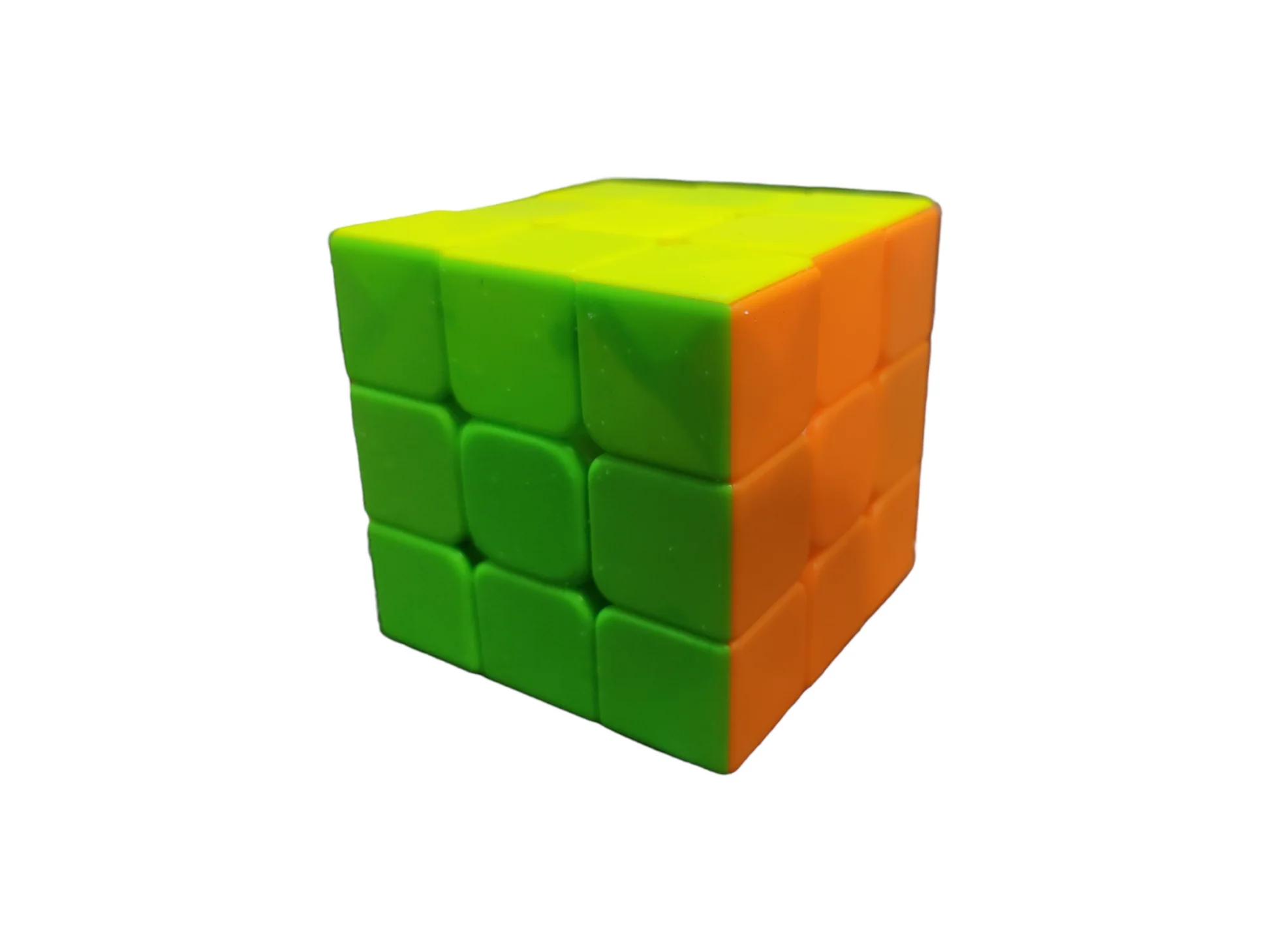 3x3 stickerless speed cube neon color variant - green yellow orange