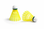 GoldStar Gold Edition badminton nylon shuttlecock yellow two pieces showing nylon skirt and cork base - product view