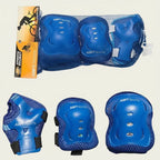 ABT Sports protective gear set in mesh carry bag with individual knee pad, elbow pad and wrist guard shown below