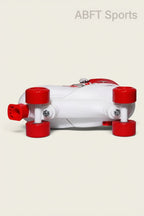 POWER quad roller skates high-cut boot with velcro and lace closure, 4 solid wheels and white PVC frame - front pair view