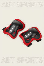 ABT Sports knee pads pair - hard-shell ABS cap with breathable red mesh backing and velcro straps