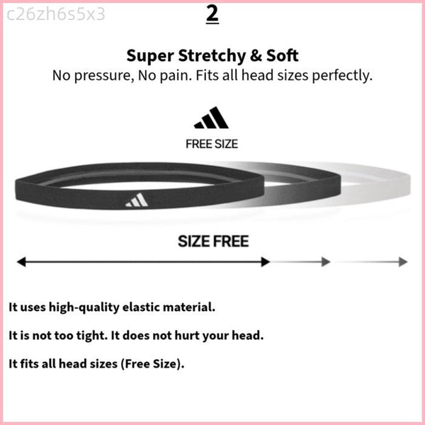 Adidas Thin Elastic Sports Headband – Super Stretchy Free Size Hair Band